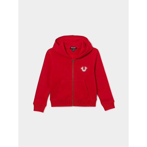 NWT‎ True Religion Girls Glitter Zip Hoodie Apple Red Size Small - Picture 2 of 9